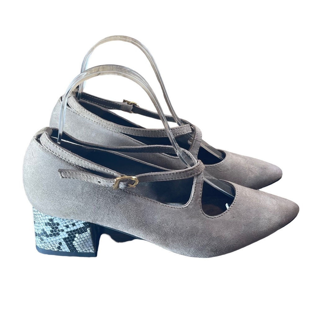 Daniela luxury brand brown gray with block heel womens shoes size 7 (38)
